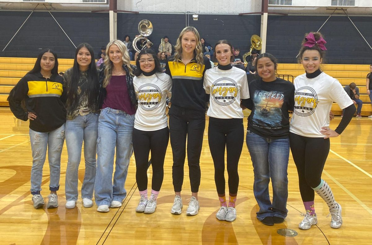 The2024 Homecoming Court poses after being announced during the pep rally. 