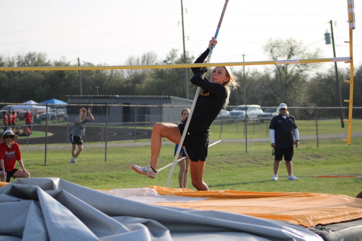 Alexis Hines makes a run at the pole vault at last year's Cougar Relays.